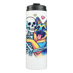 Skeleton Hugging a German Shepherd � Unique Gothic Thermal Tumbler