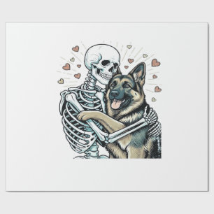 Skeleton Hugging a German Shepherd � Unique Gothic Wrapping Paper