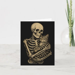 Skeleton Hugging American Shorthair cat Funny Card