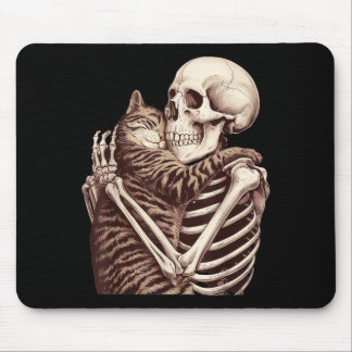 Skeleton Hugging Cat Gifts For Cat Mum Cat Dad Cat Mouse Pad