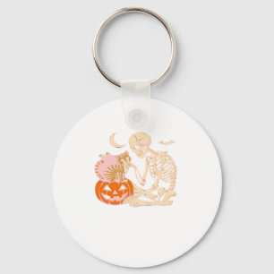 Skeleton Hugging Cat Halloween Cat Lover Cat Class Key Ring