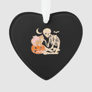 Skeleton Hugging Cat Halloween Cat Lover Cat Class Ornament
