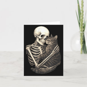 Skeleton Hugging Cat Halloween Cat Lover Cat Mum Card