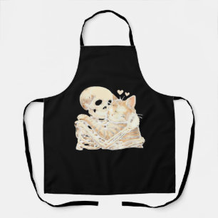 Skeleton Hugging Cat Halloween Cat Lover Cat Mum D Apron