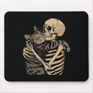 Skeleton Hugging Cat Halloween Cat Lover Cat Mum D Mouse Pad