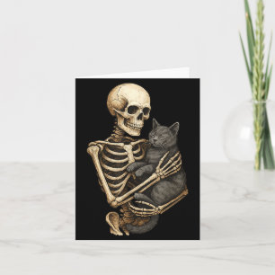 Skeleton Hugging Cat Halloween Cats Lover Cat Mum Card