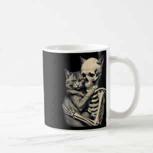 Skeleton Hugging Cat Lover Halloween Tee Funny App Coffee Mug