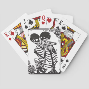 Skeleton Hugging Couple on a set of  Playing Cards