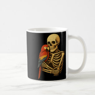 Skeleton Hugging Scarlet Macaw Parrot Funny Coffee Mug