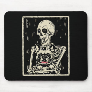 Skeleton Hugs French Bulldog Halloween Dog Lover  Mouse Pad