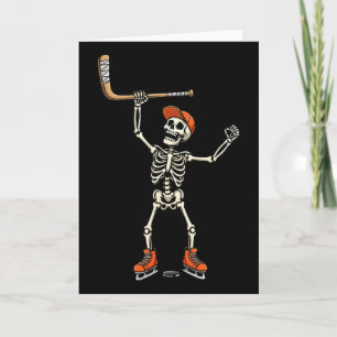 Skeleton Ice Hockey Costume Funny Halloween For Bo Card