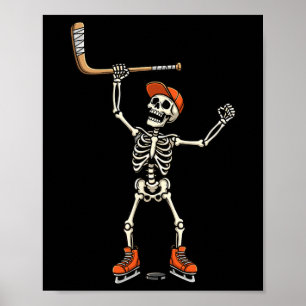 Skeleton Ice Hockey Costume Funny Halloween For Bo Poster