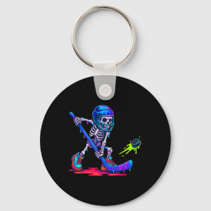 Skeleton Ice Hockey Drip Ice Cream Drip Key Ring