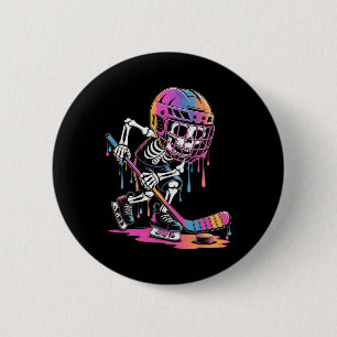 Skeleton Ice Hockey Drip Youth Boys Kids Dripping 6 Cm Round Badge