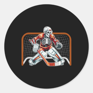 Skeleton Ice Hockey Goalie Halloween Costume Men B Classic Round Sticker