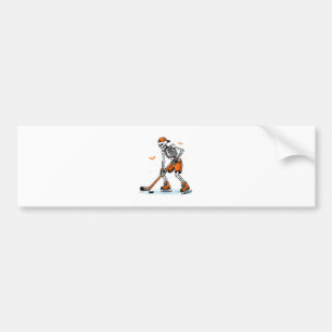 Skeleton Ice Hockey Halloween Boys Funny Halloween Bumper Sticker