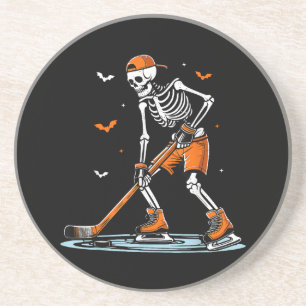 Skeleton Ice Hockey Halloween Boys Funny Halloween Coaster