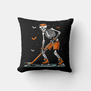 Skeleton Ice Hockey Halloween Boys Funny Halloween Cushion