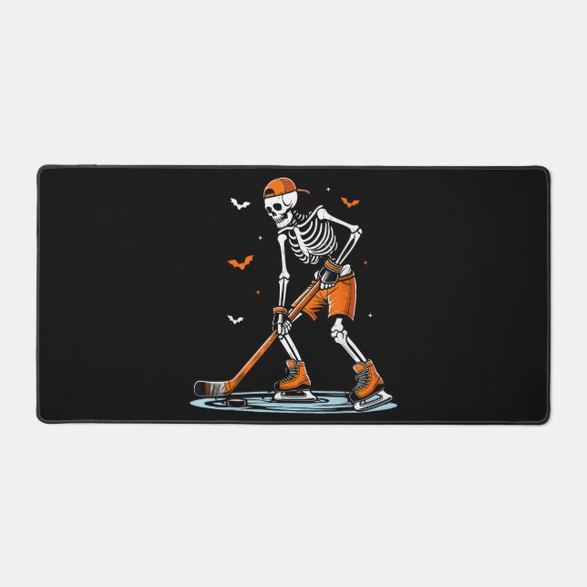 Skeleton Ice Hockey Halloween Boys Funny Halloween Desk Mat (Front)