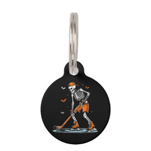 Skeleton Ice Hockey Halloween Boys Funny Halloween Pet Tag