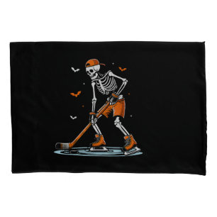 Skeleton Ice Hockey Halloween Boys Funny Halloween Pillowcase