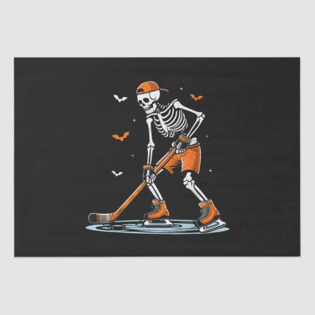 Skeleton Ice Hockey Halloween Boys Funny Halloween Tissue Paper (Front)