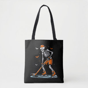 Skeleton Ice Hockey Halloween Boys Funny Halloween Tote Bag