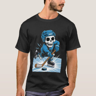 Skeleton Ice Hockey Halloween Costume Boys Men Fun T-Shirt