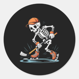 Skeleton Ice Hockey Halloween Costume Classic Round Sticker