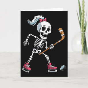 Skeleton Ice Hockey Halloween Costume Funny Women Card