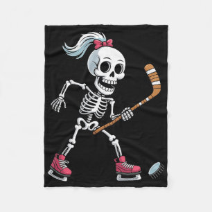 Skeleton Ice Hockey Halloween Costume Funny Women Fleece Blanket