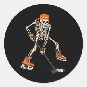 Skeleton Ice Hockey Halloween Costume Gift For Men Classic Round Sticker