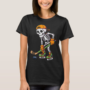 Skeleton Ice Hockey Halloween Costume Men Boys Hoc T-Shirt