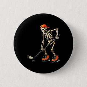 Skeleton Ice Hockey Halloween Costume Men Boys Kid 6 Cm Round Badge