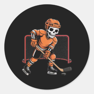 Skeleton Ice Hockey Halloween Costume Men Boys Kid Classic Round Sticker