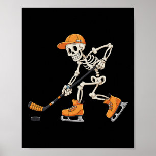 Skeleton Ice Hockey Halloween Costume Men Boys Kid Poster