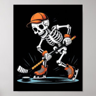 Skeleton Ice Hockey Halloween Costume Men Boys Kid Poster