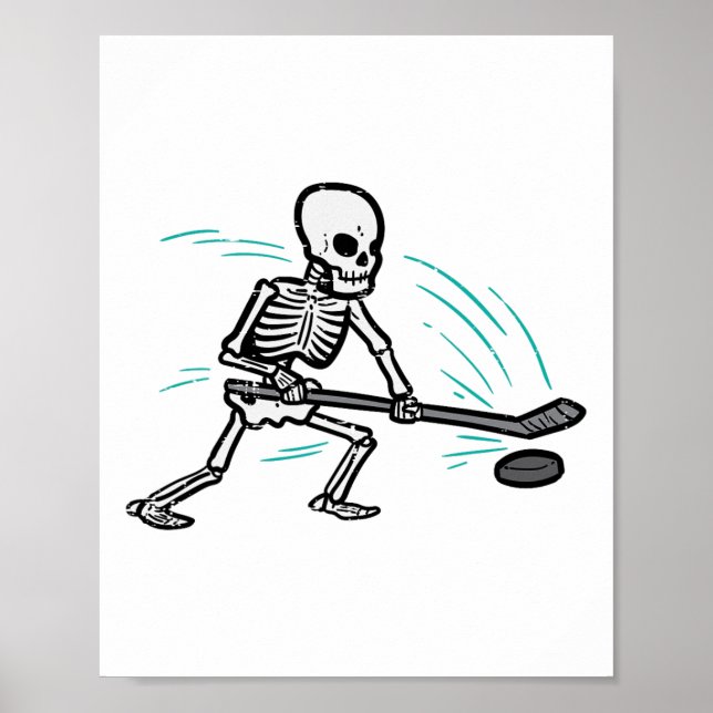 Skeleton Ice Hockey Halloween Costume Men Boys Kid Poster (Front)