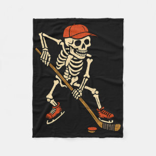 Skeleton Ice Hockey Halloween Costume Spooky Sport Fleece Blanket