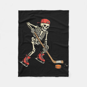 Skeleton Ice Hockey Halloween Costume Spooky Sport Fleece Blanket