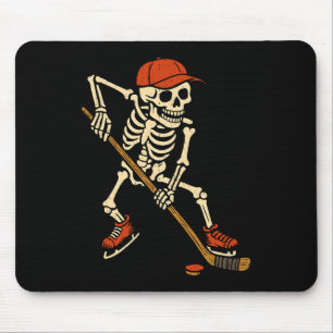 Skeleton Ice Hockey Halloween Costume Spooky Sport Mouse Pad