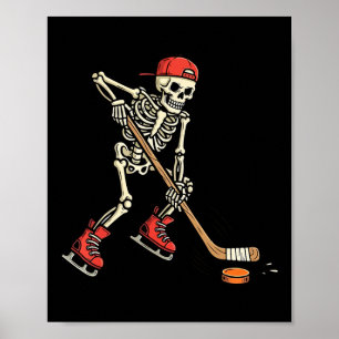 Skeleton Ice Hockey Halloween Costume Spooky Sport Poster