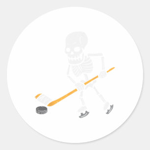 Skeleton Ice Hockey Halloween Costume Spor Men Boy Classic Round Sticker