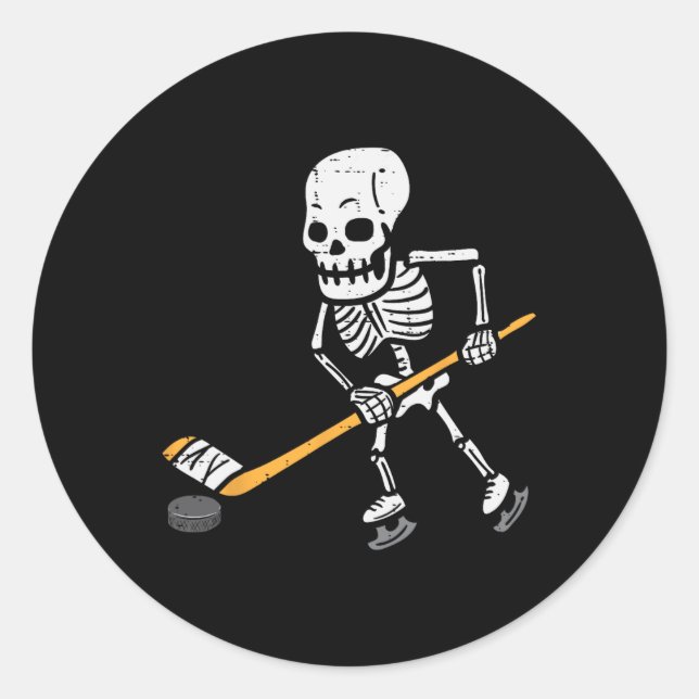 Skeleton Ice Hockey Halloween Costume Spor Men Boy Classic Round Sticker (Front)