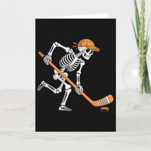 Skeleton Ice Hockey Halloween Funny Costume Men Bo Card