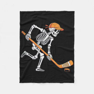 Skeleton Ice Hockey Halloween Funny Costume Men Bo Fleece Blanket