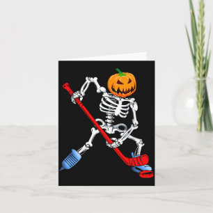 Skeleton Ice Hockey Halloween Pumpkin Hockey Card