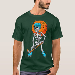 Skeleton ice hockey lover Halloween Costume skates T-Shirt