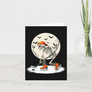 Skeleton Ice Hockey Moon Halloween Men Boys Kids Card