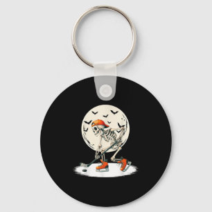 Skeleton Ice Hockey Moon Halloween Men Boys Kids Key Ring